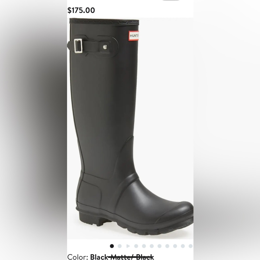 Brand new no box.  Hunter tall boots, matte black and size 8 us or 39 eur.